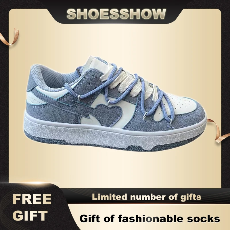 

Heart Dunks 2022 New Type Slate Shoes Haze Blue Trend Love Pattern Breathable Student Casual Sneakers Female Men