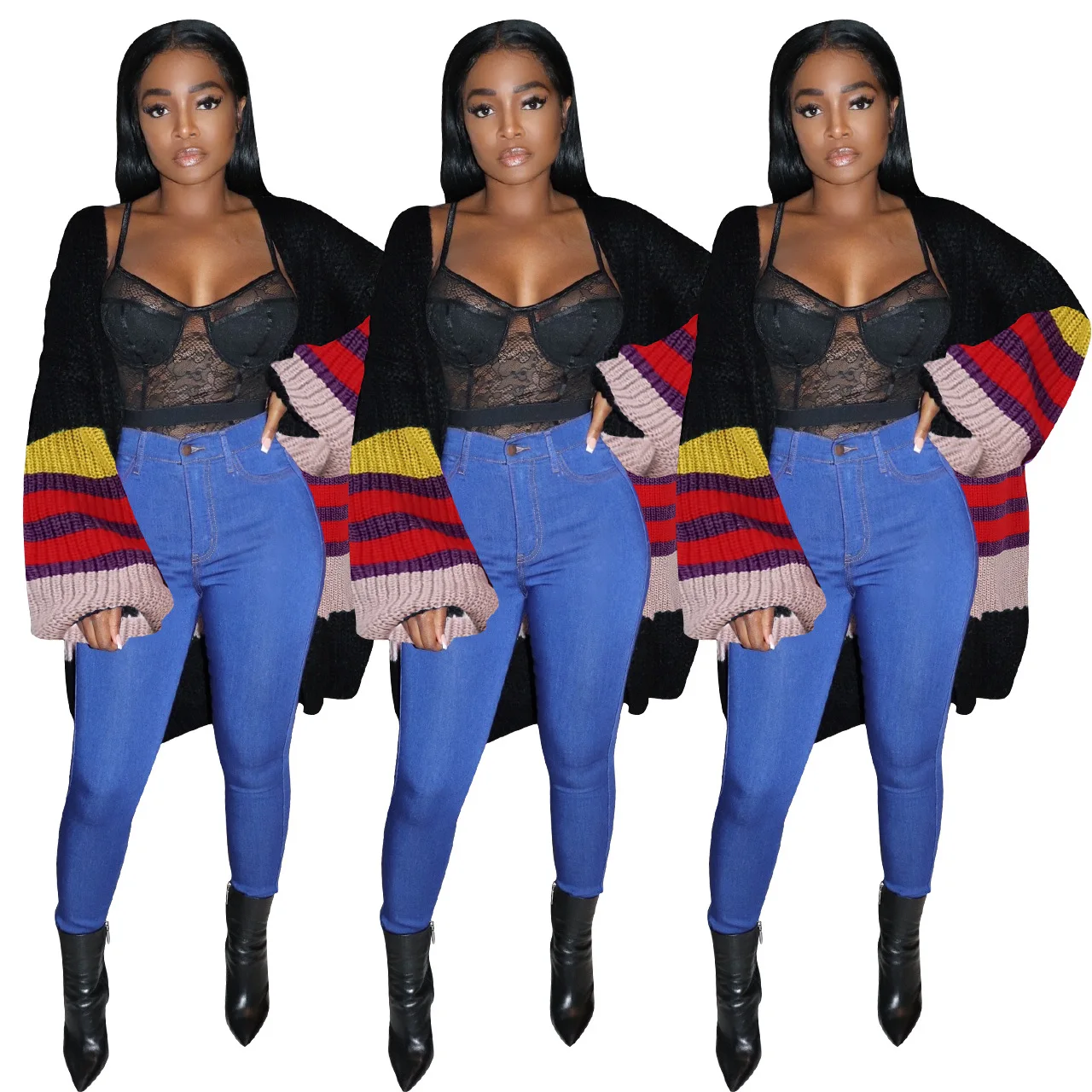 

Winter Knitted Long Plaid Cardigan Sweater Jacket 2022 Autumn Women Clothes Elegant Knitwears Outfits Long Jackets Cardigans