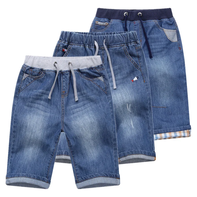 

Boys Jean Shorts 2022 Summer Brand Design Printing Embroidery Lattice Kids Denim Shorts for Teen Boys 2-14years Wear Dwq101
