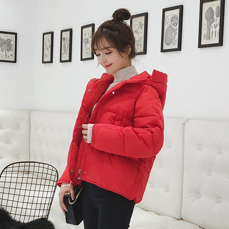 Autumn Winter Jacket Women Short Female Jacket Hooded Thick Warm Parkas Woman Solid Thickening Padded Clothing S-2XL Overcoat