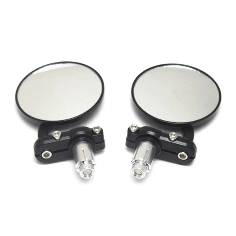 

090E Universal 7/8" Handle Bar End Rearview Side Mirrors for Motorcycle Aluminum Rear View Black Handle Bar End Mirror