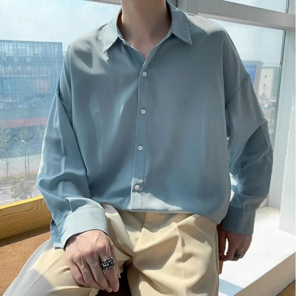

Trendy Men Fall Tops Turn-down Collar Warm Men Clothing Leisure Men Autumn Shirt