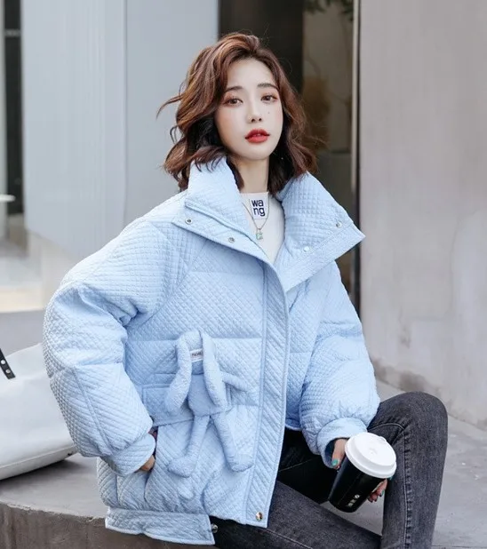 Women's Winter Coats 2022 Korean Style Parkas Cute Bunny Decoration Harajuku Cotton-padded Coat Warm Jackets Female Clothing