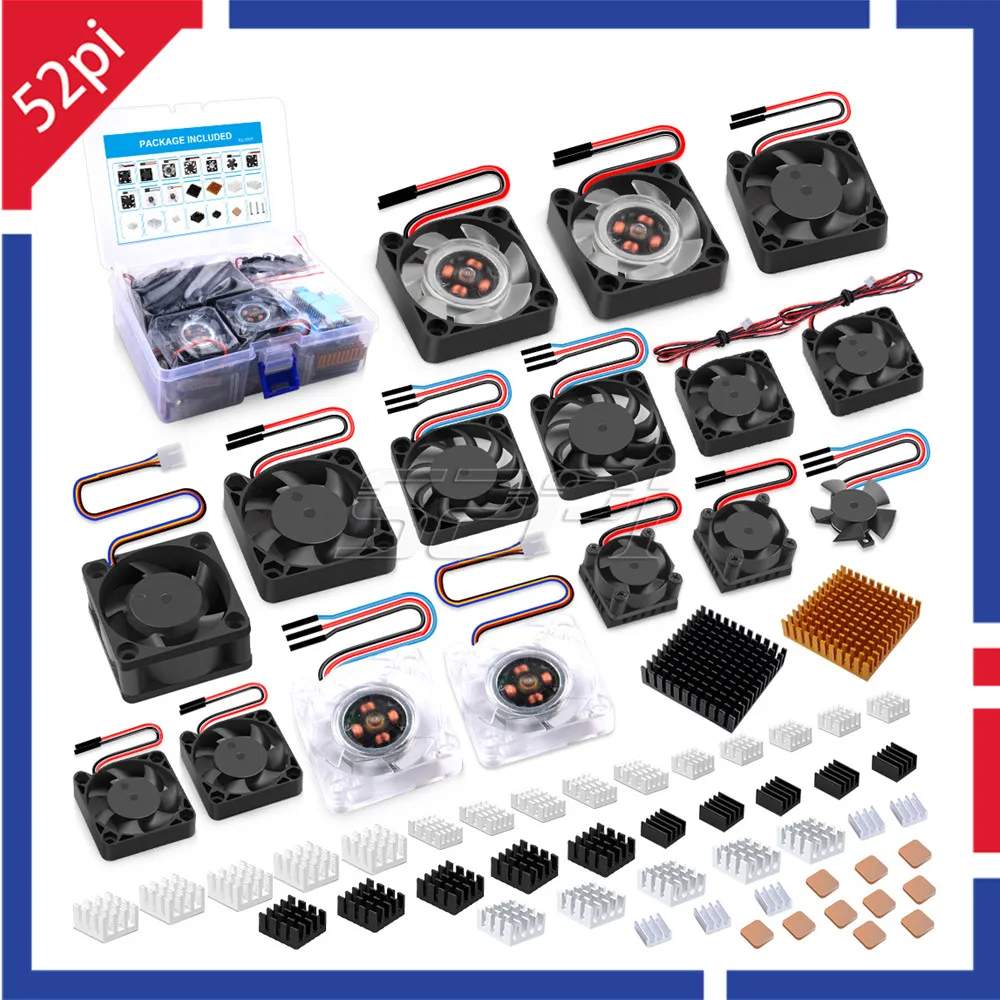 

52Pi Raspberry Pi Fans & Heatsinks Kit PWM Cooler Heat Sink for Raspberry Pi Jetson Nano and 3D Printer