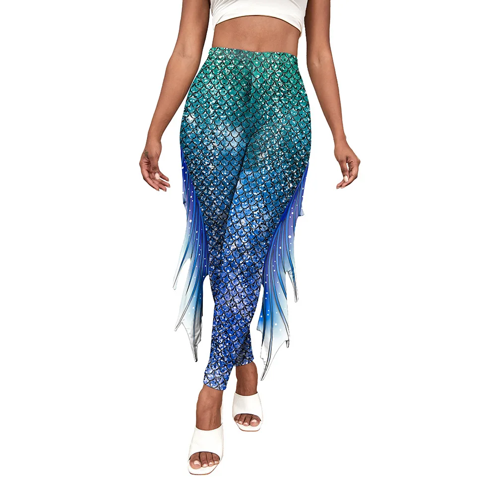 Printed Leggings Mermaid Fish Scale Tight Trousers Fashion Hip Lifting Yoga Pants Cropped Pants Leggings Sport Women Fitness
