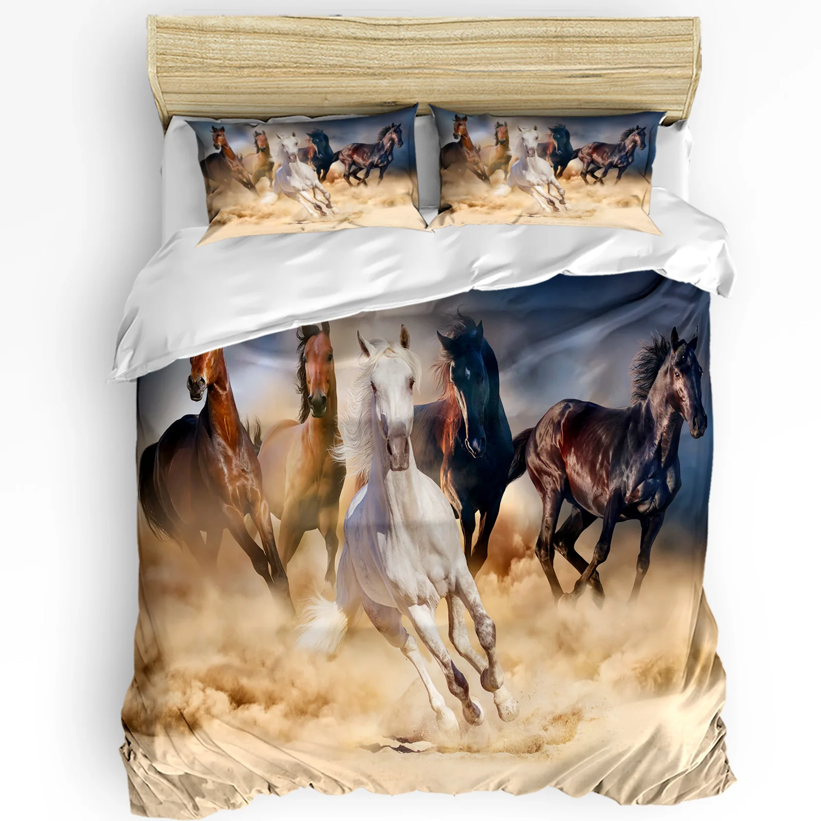 

3pcs Bedding Set Running Horse Poster Home Textile Duvet Cover Pillow Case Boy Kid Teen Girl Bedding Covers Set