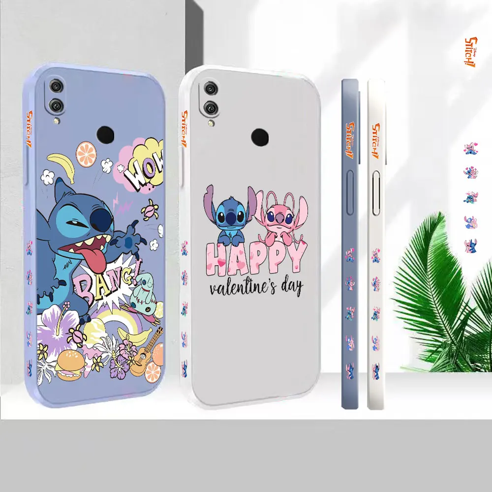 

Liquid Silicone Case For Honor 80 70 60 50 SE GT 30 30S 20 20S 10 9 8X Pro Plus Max Lite 4G 5G Lilo & Stitch Angel Cartoon Cover