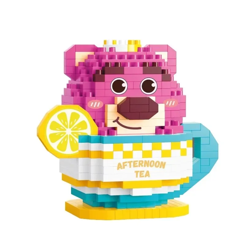 6 шт./набор Детский конструктор клубничный Медведь