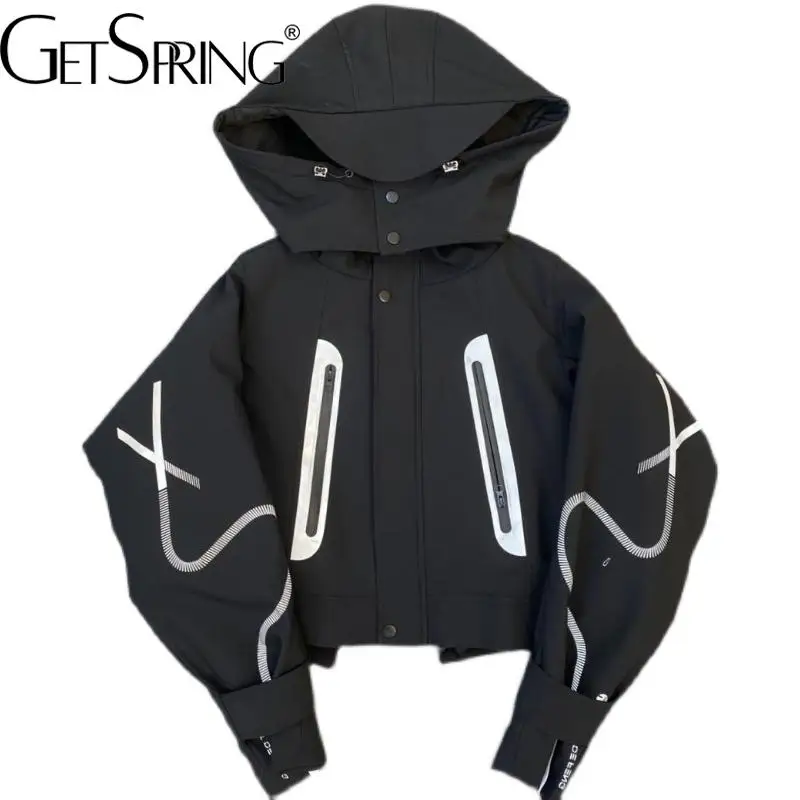 

Getspring, Женская парка, пальто, подходящие цвета, с капюшоном, короткие женские зимние куртки и пальто, теплое Женское зимнее пальто с подкладк...