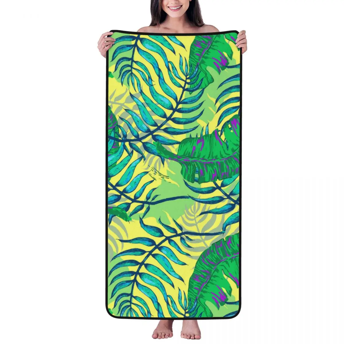 

Tropical Flowers And Palm Beach Towel for Adult Kids Microfiber Bath Towel Blanket for Camping Swim Pool Travel Beach Gym