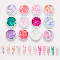 6colorsset nail art decorative butterfly cherry blossoms sequins special shaped 3d glitter pearl laser diy manicure fashion new