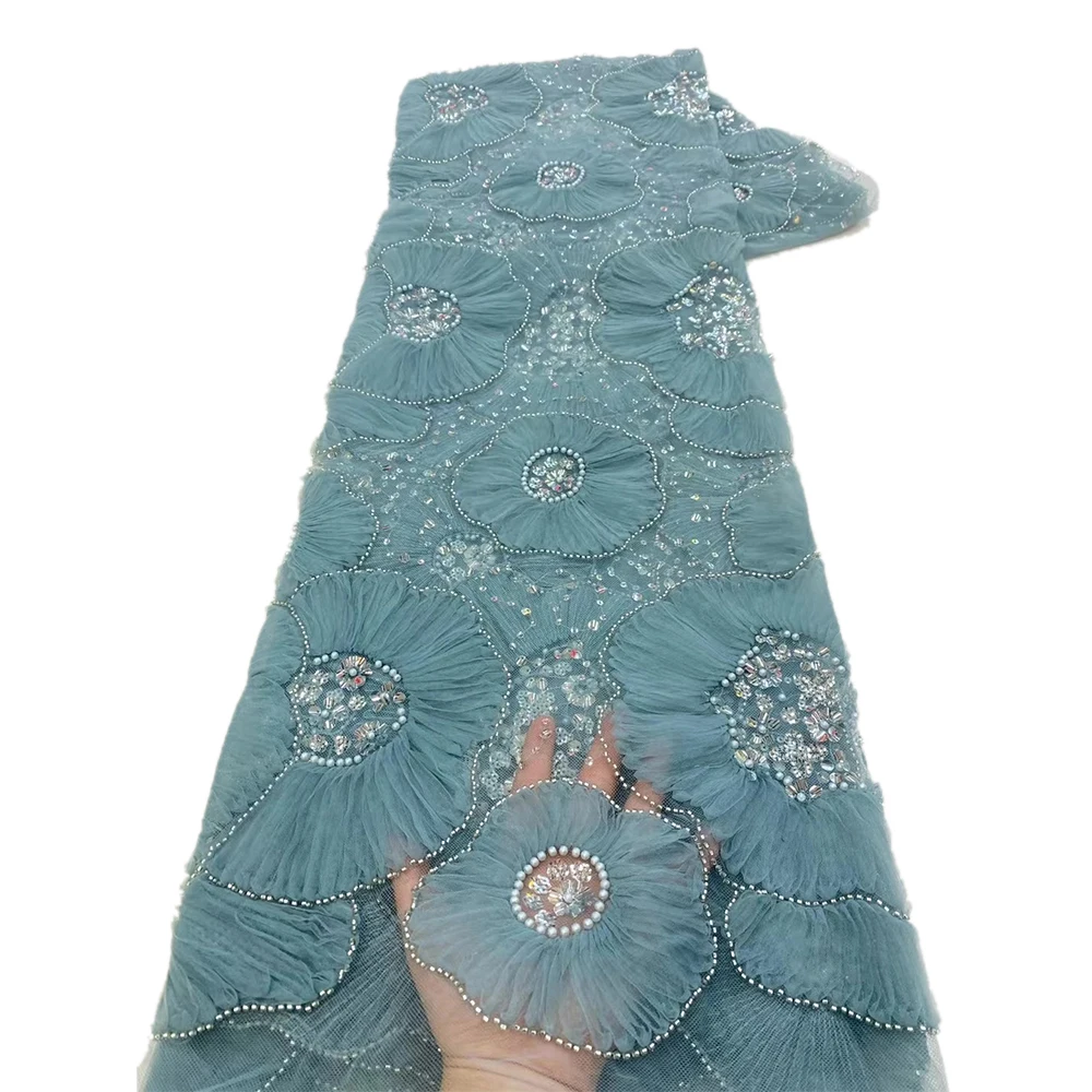 Африканский модный дизайн 3D вышивка ручной работы гребешок кружево с бусинами