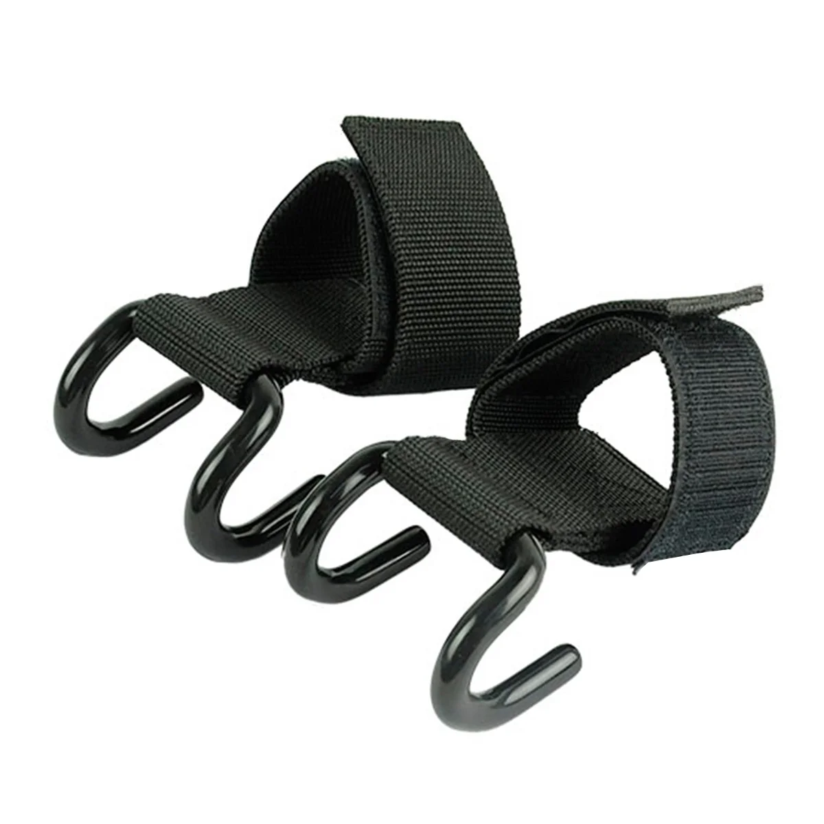 

Pair of Weight Lifting Gym Training Hook Grips Straps Wrist Straps (Black)