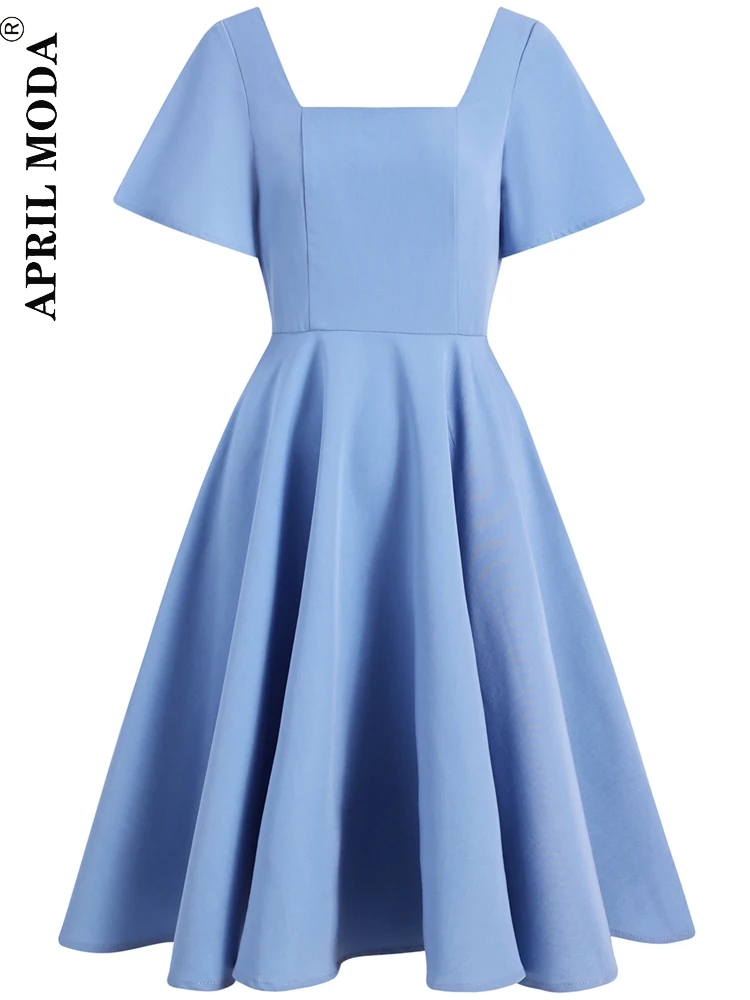 

Solid Robe Femme Vintage Dress Women Summer Short Sleeve Casual Swing Vestidos Elegant Pin Up Rockabilly Party Dresses Plus Size