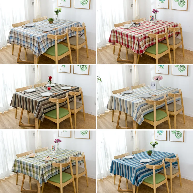 

Современная Водонепроницаемая скатерть из полиэстера с квадратной сеткой для стола, домашний декор, прямоугольная скатерть для обеденного...