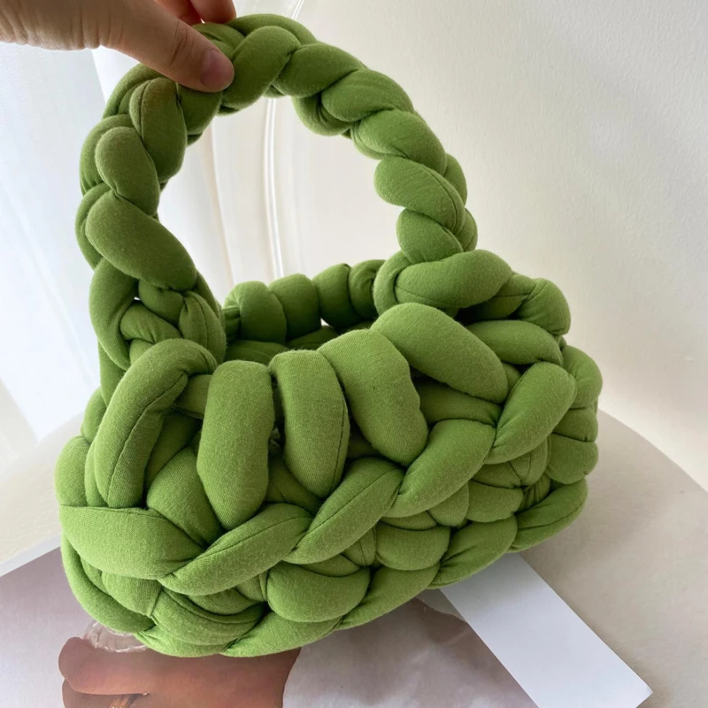 

Casual Crochet Women Shoulder Bags Knitted Lady Handbags Handmade Woven Cute Small Tote Bag Trend Female Purses 2023 Winter