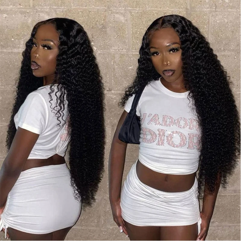 Deep Wave Lace Front Wig Kinky Curly Synthetic Wigs 13x4 Lace Front Wig Pre Plucked Natural Hair Glueless for Black Women
