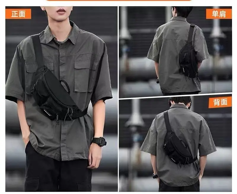 Men's Muti-functional Fashion Crossbody Shoulder Messenger Bag Chest Bag Sports Waist Bag Casual Ins Trendy Small NylonBag