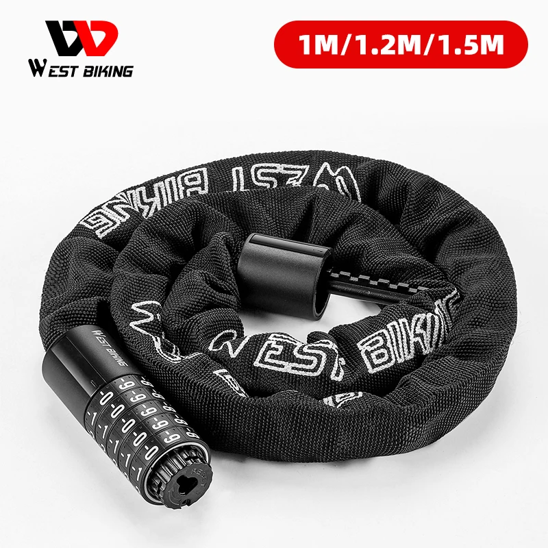 

WEST BIKING Bike Chain Lock Anti-Theft Heavy Duty Security Password Thick Chain MTB Bike Motorcycle Door Scooter Bicycle Lock