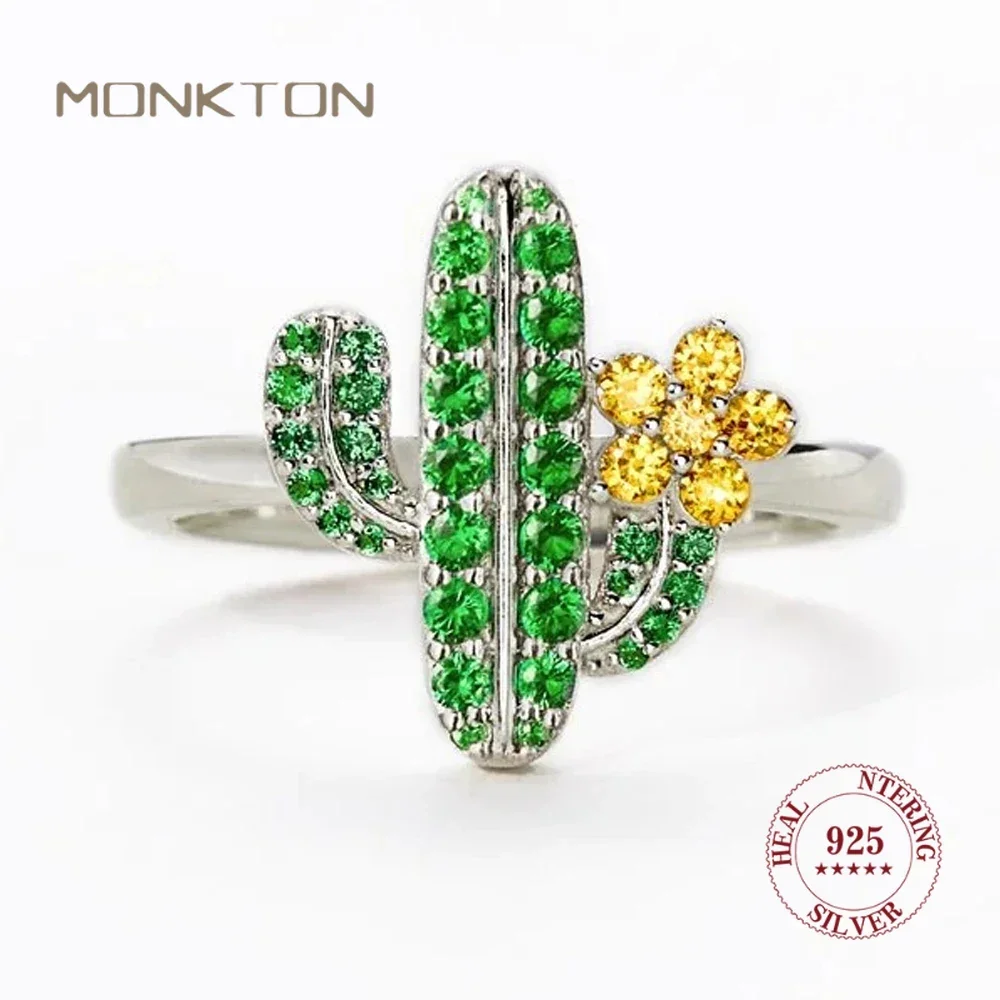 

Женское кольцо Monkton S925 из серебра 925 пробы с зеленым Цирконом в виде растения