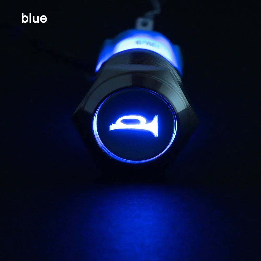 

Светодиодный Мгновенный Кнопочный металлический водонепроницаемый переключатель, колонка для автомобиля, лодки, колокольчик, гудок, гаджет, детали для интерьера электроники, 12 В, 16 мм