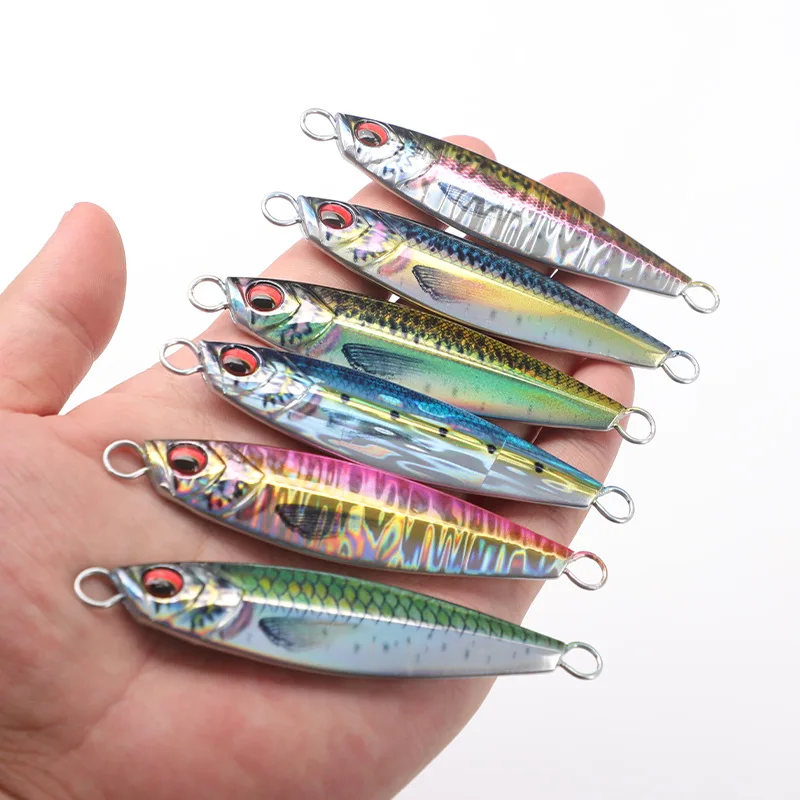 

3D 20g 40g 60g 80g print knife jig jigging lure with assist hook slow jig sea bass mackerel tuna boat fishing game fishing sea