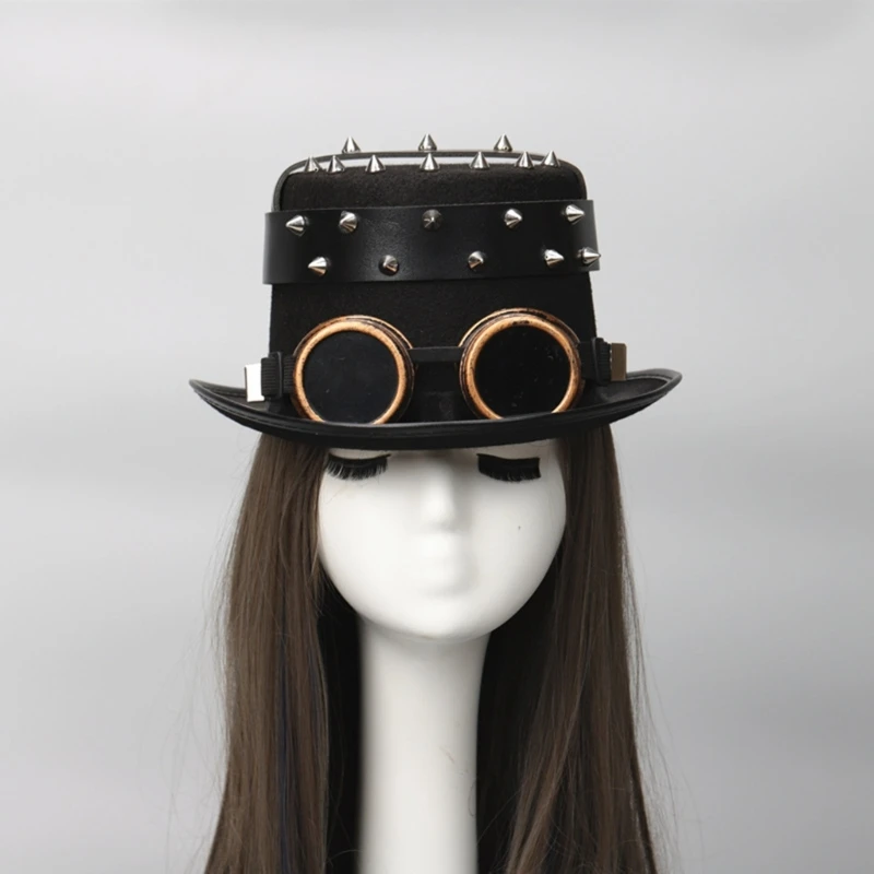 

Steampunk Men Hat With Goggles Vintage Jazz Hat Gay Top Hat Gothic Steampunk Top Hat Halloween Masquerade Costume Party