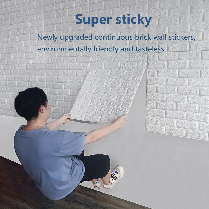 3D Wallpaper 70cm*1m Continuous Brick Pattern Sticker Waterproof Home Decoration Self-Adhesive |