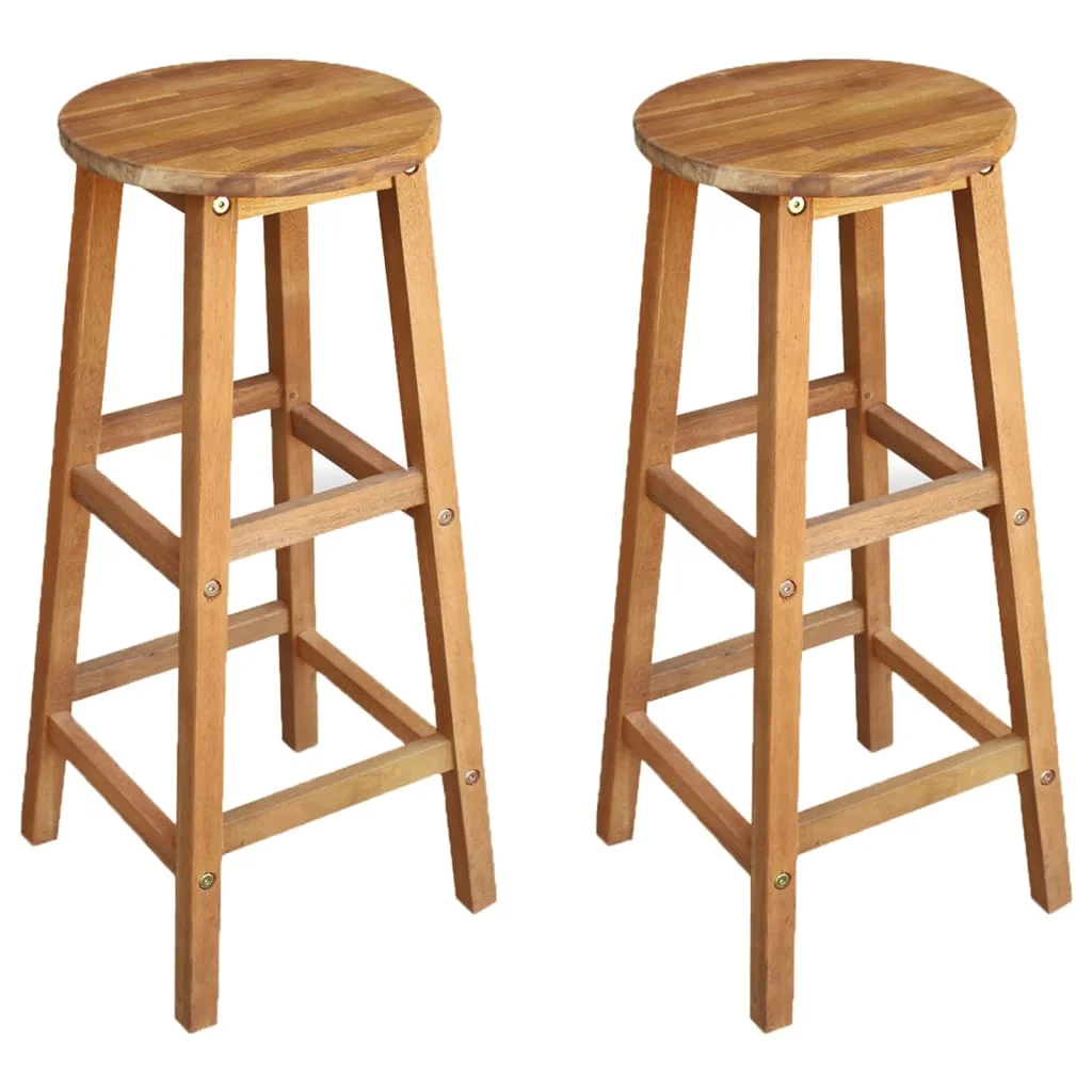 

Bar Stool Chair Counter Stools Set of 2 Kitchen Home Decor Solid Acacia Wood