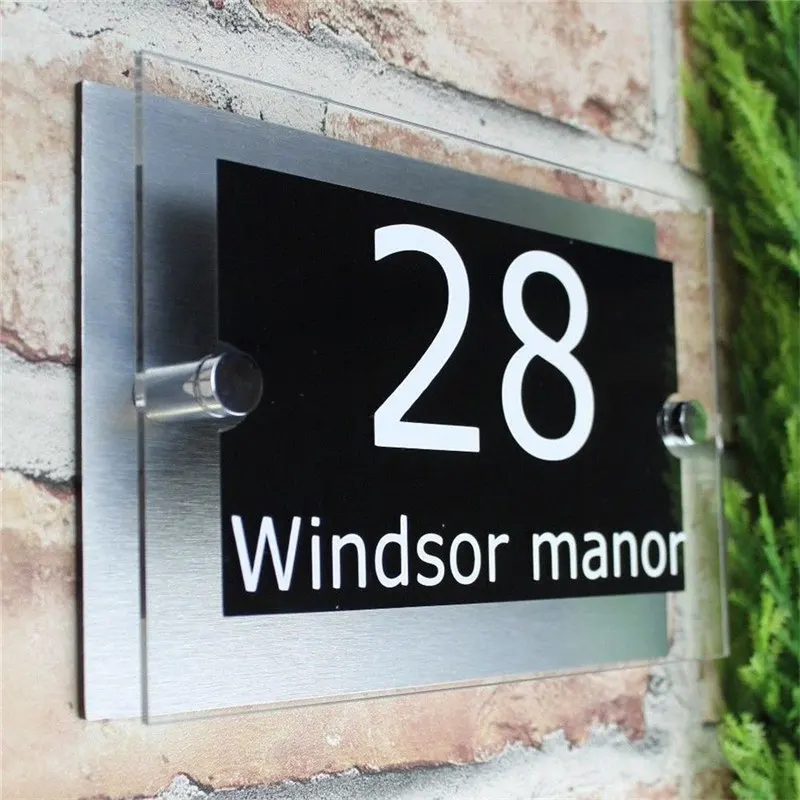 

Customized Transparent House Number Acrylic Signs with Vinyl Aluminum Plastic Backing Panels