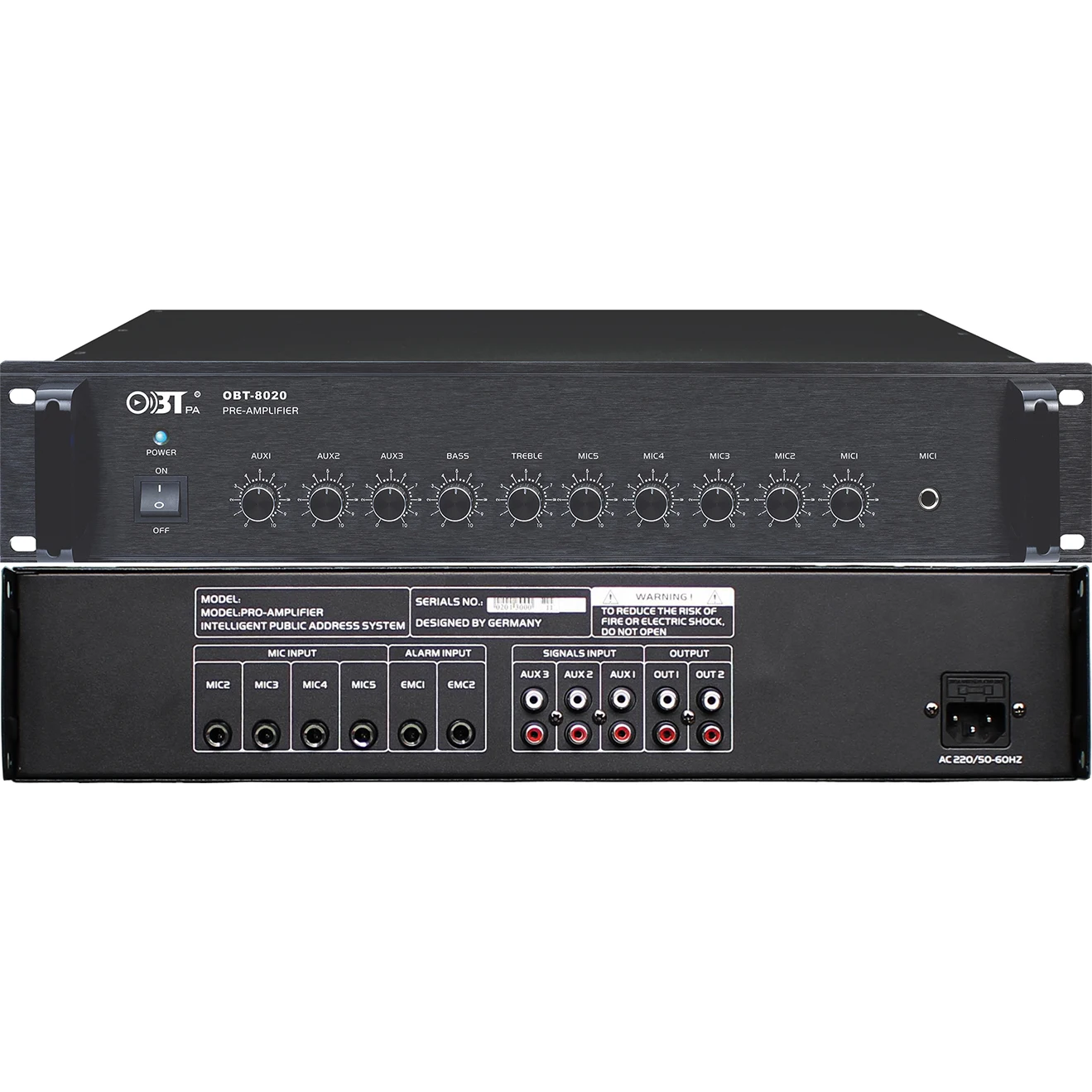 OBT-8020 Background Music System Channel Microphone Preamplifier with Priority