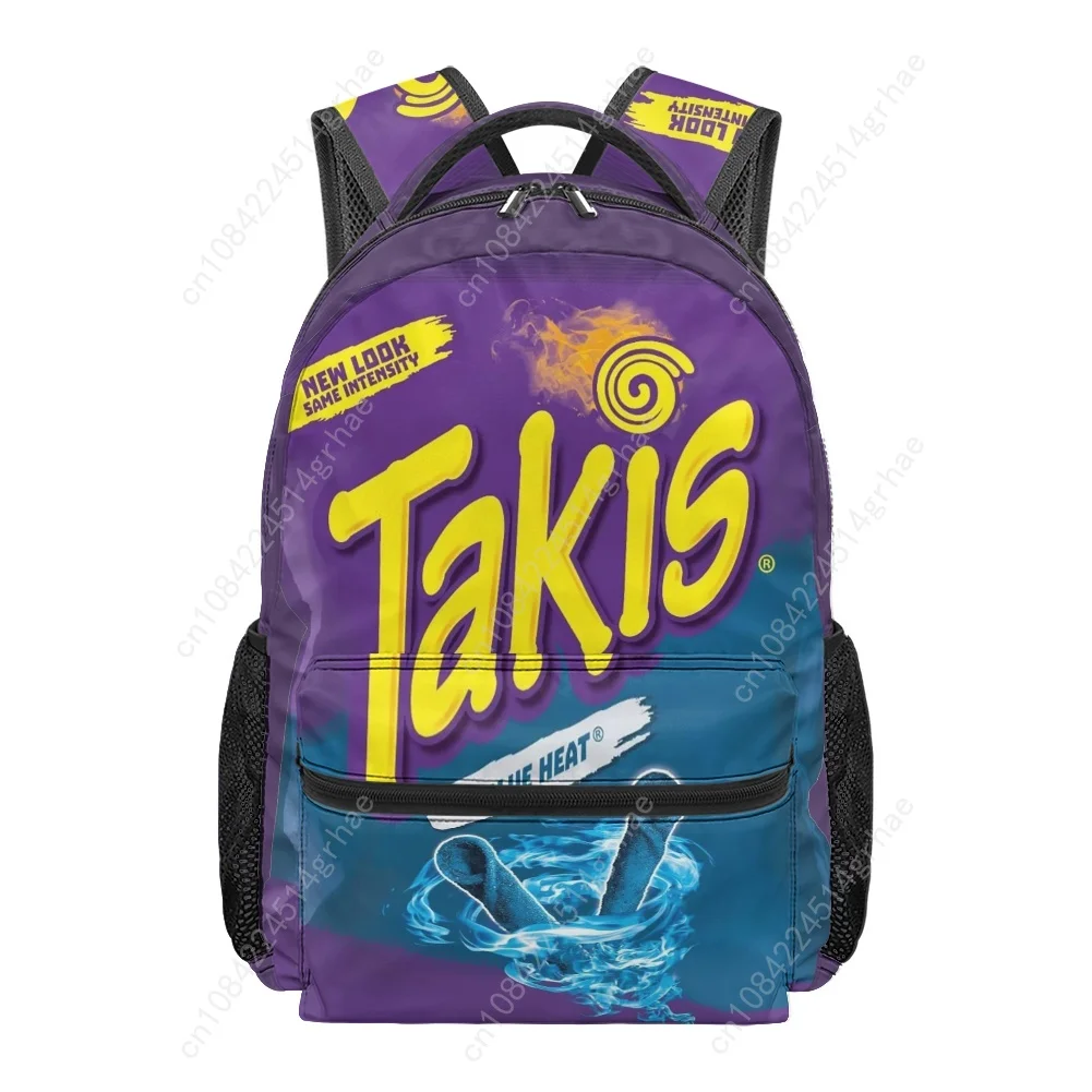 Фото Рюкзак для студентов с принтом мексиканских закусок TAKIS, подходит для путешествий и кемпинга, легкий и легко чистится. №3