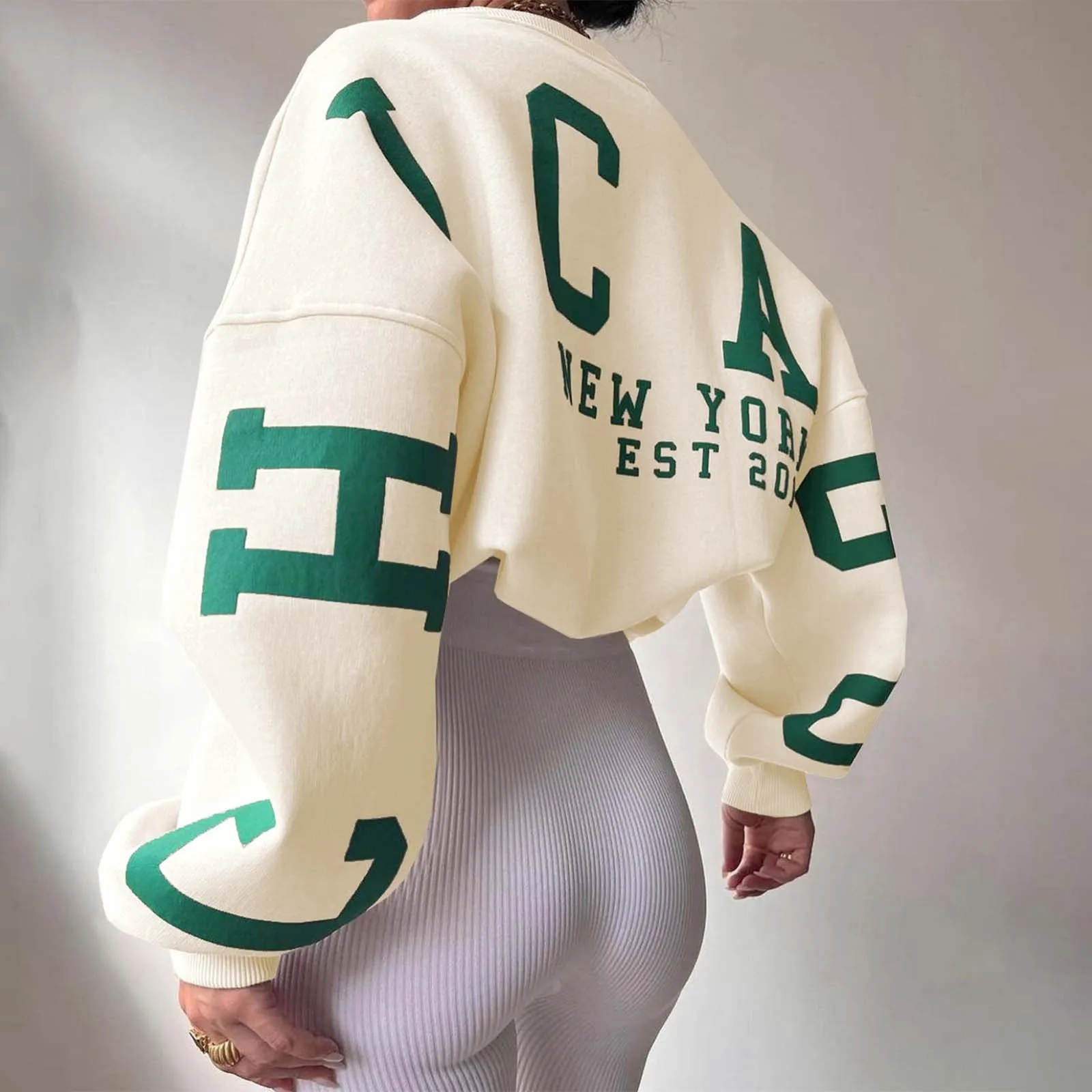 Женские пуловеры с буквенным принтом осенние Harajuku спортивная одежда круглым