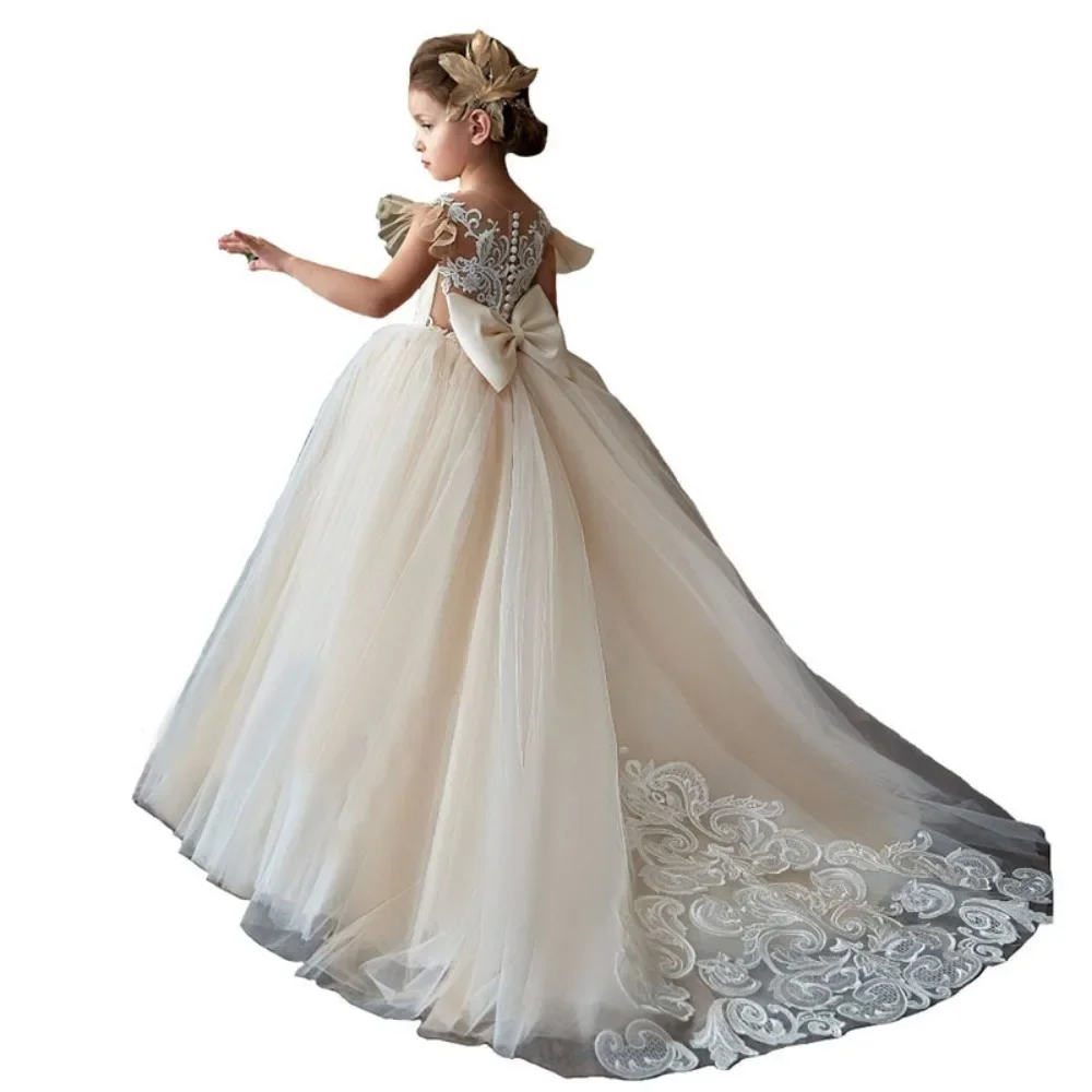 Детское платье детское пышное длинное принцессы без рукавов с цветочным узором