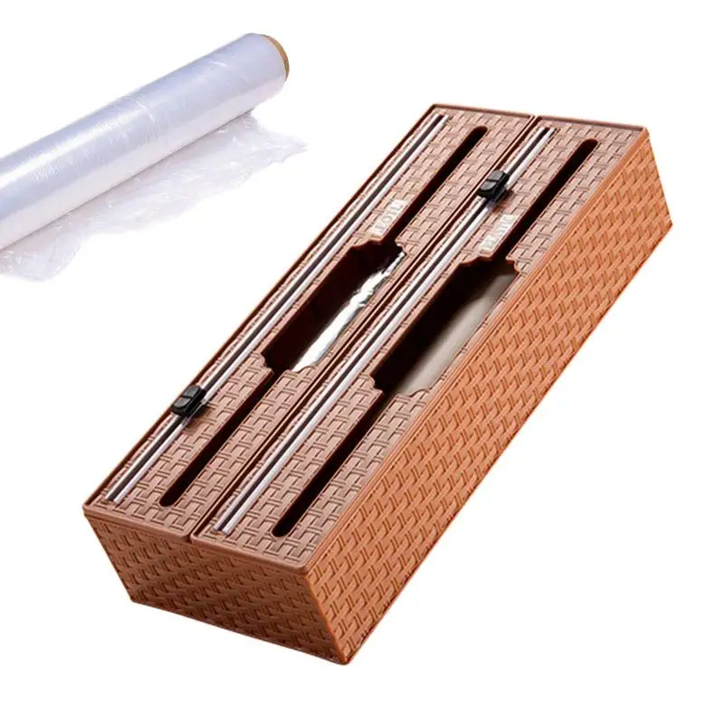 

Foil Cutter Dispenser Foil Roll Dispenser Wrap Aluminum Foil And Wax Wooden Dispenser For Kitchen Storage Organization Holder