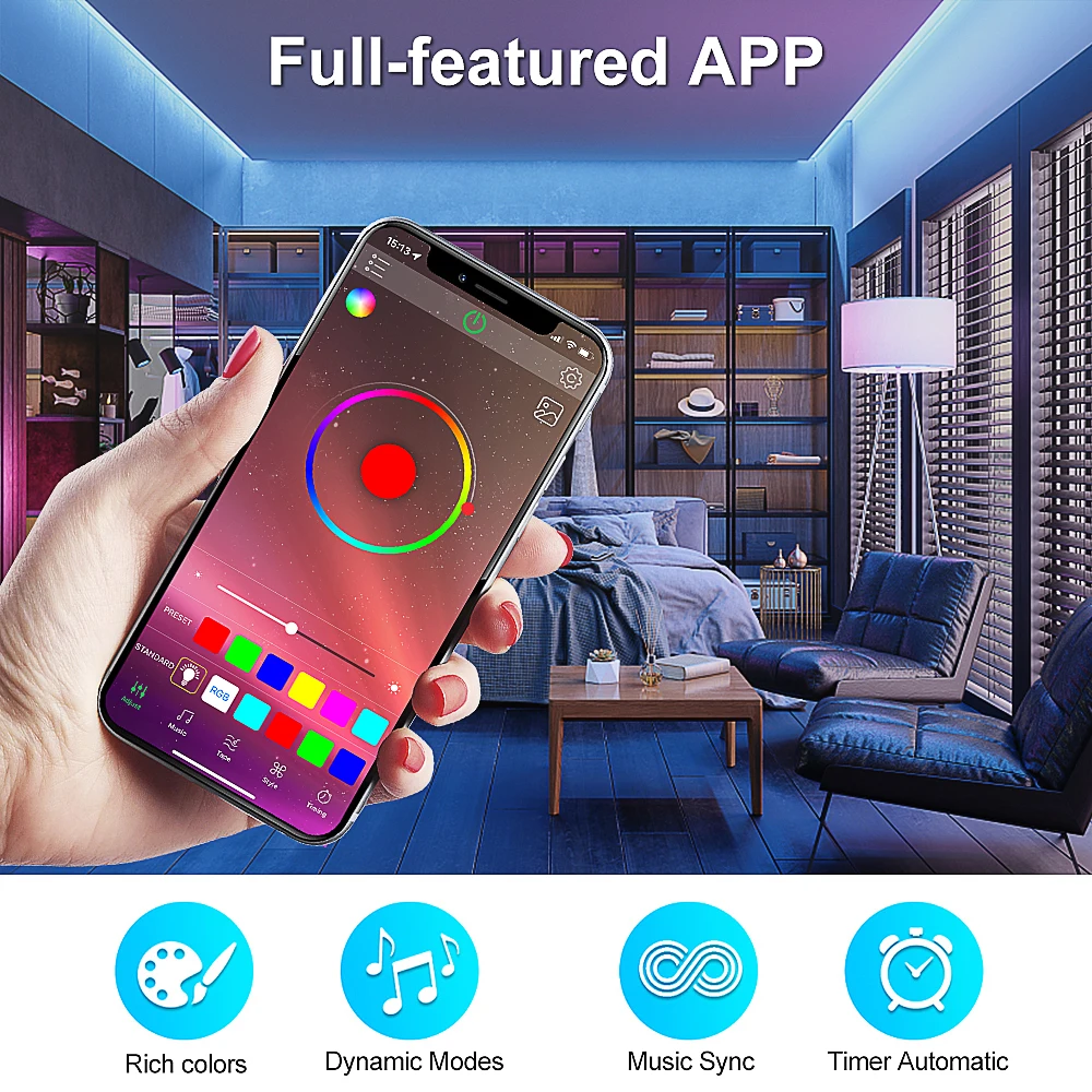 Светодиодная лента 2835, Bluetooth, USB, 5 В, RGB, гибсветильник Светодиодная лента для украшения комнаты, подсветки телевизора, Диодная лента, 24 кнопки... (art.: 3920bbeaffcb0) - 3920bbeaffcb0