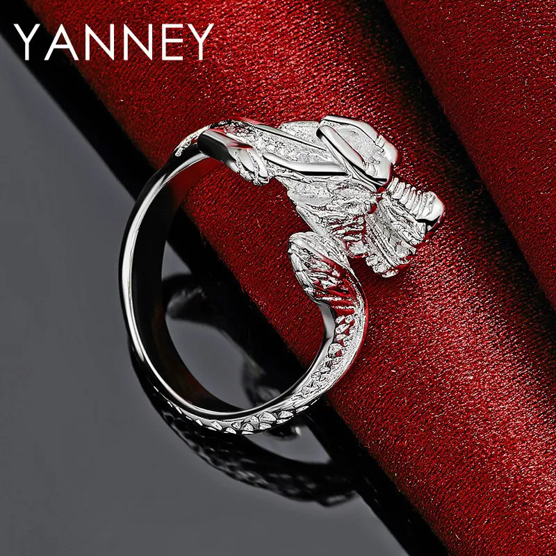 Кольцо из серебра 925 пробы с гравировкой дракона для мужчин и женщин