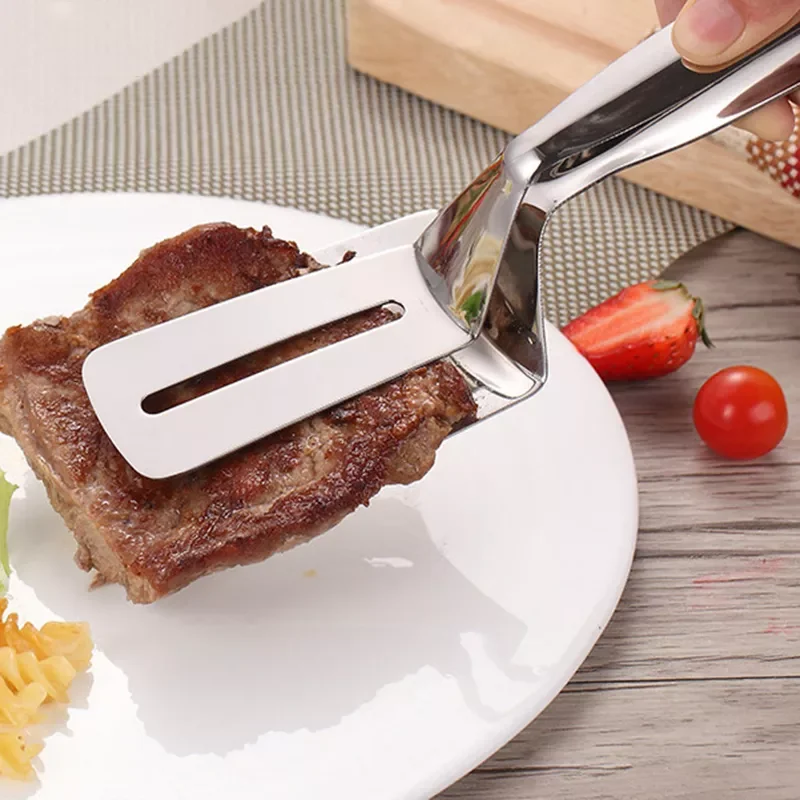 

2022New Steel Kitchen Clip Barbecue Tongs Fried Shovel BBQ Clip Tong Bread Steak Meat Vegetable Clamp Kitchen Bbq Cooking Tool