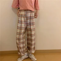 harajuku plaid pants y2k wide leg trousers womens pants vintage all match korean fashion streetwear woman clothing