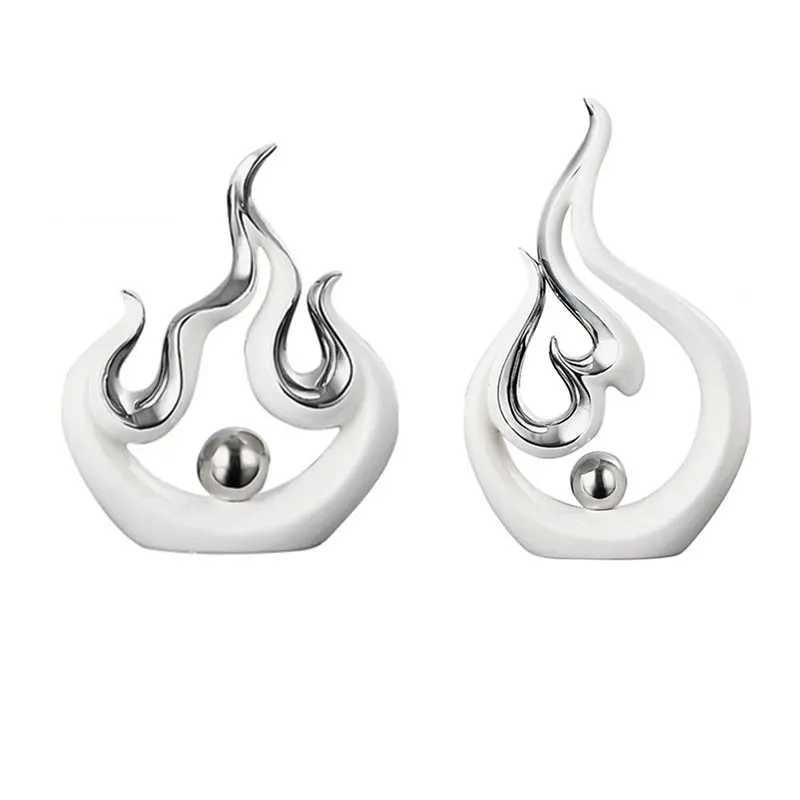 

Creative Fire Shape Ceramic Accessories Home Living Room Desk Furnishing Decoration Coffee Table Figurines Crafts