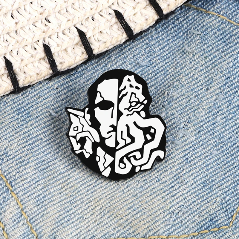 Мужские броши с разделенным лицом ролевые комиксы ужасов эмалированная булавка