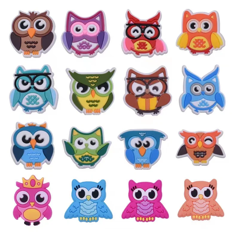 

Hot Sales 1Pcs PVC Owl Animals Kids Cute Shoe Charms Multicolor Buckle Clog Shoe Accessories Fit Croc Jibz X-mas Gift