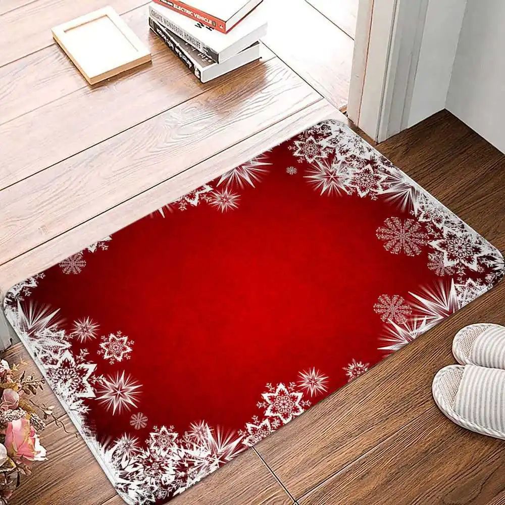 

Merry Christmas Home Entrance Doormat Carpet Rug Mat Snowflakes Pattern Floor Mat Anti-slip Living Room Bedroom Rugs Tapis