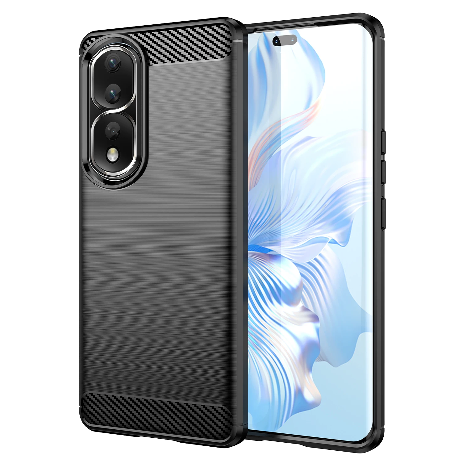 

Shockproof Silicone Case for Honor 80 Pro Carbon Fiber Back Cover for honor 80pro huawey Brushed Matte Cases