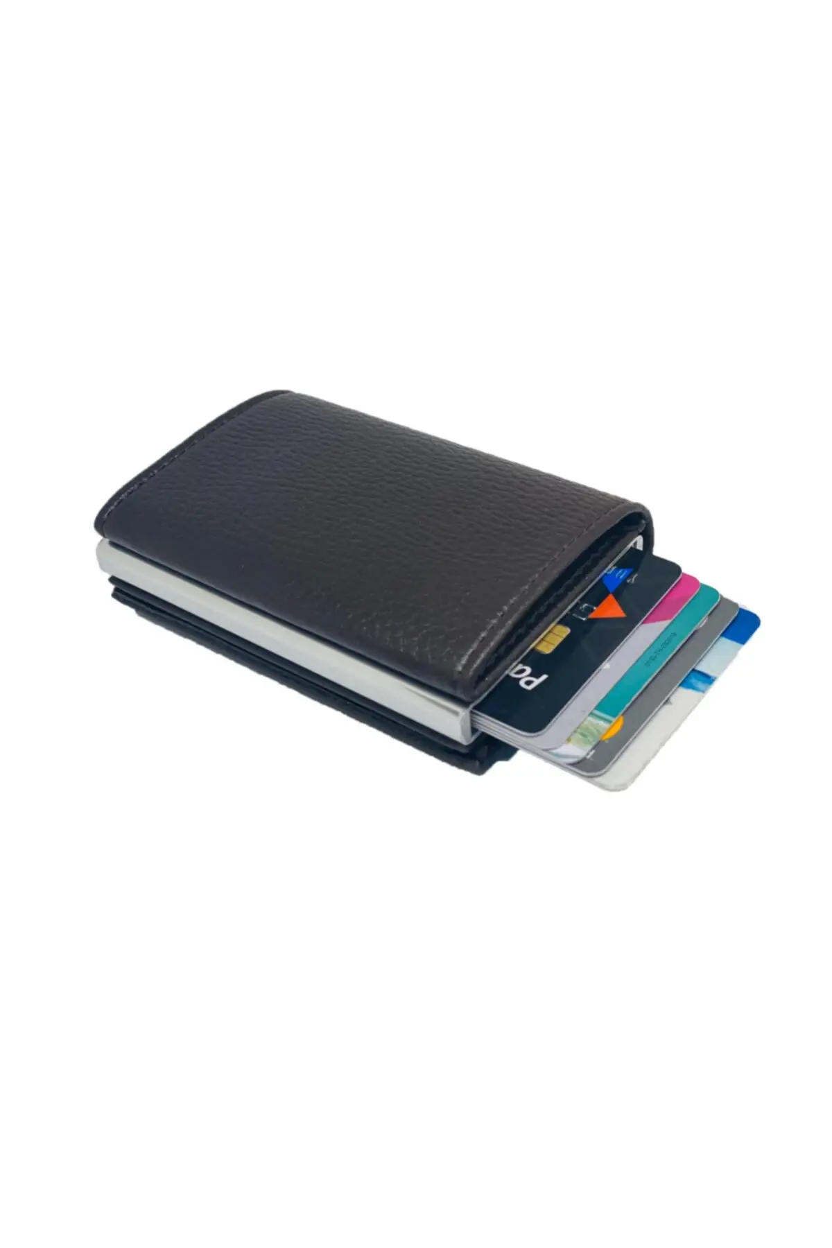 Автоматический механизированный кожаный коричневый бумажник с окуляром