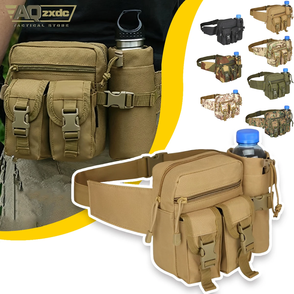 Тактический поясной кошелек AQzxdc с карманом для бутылки водой