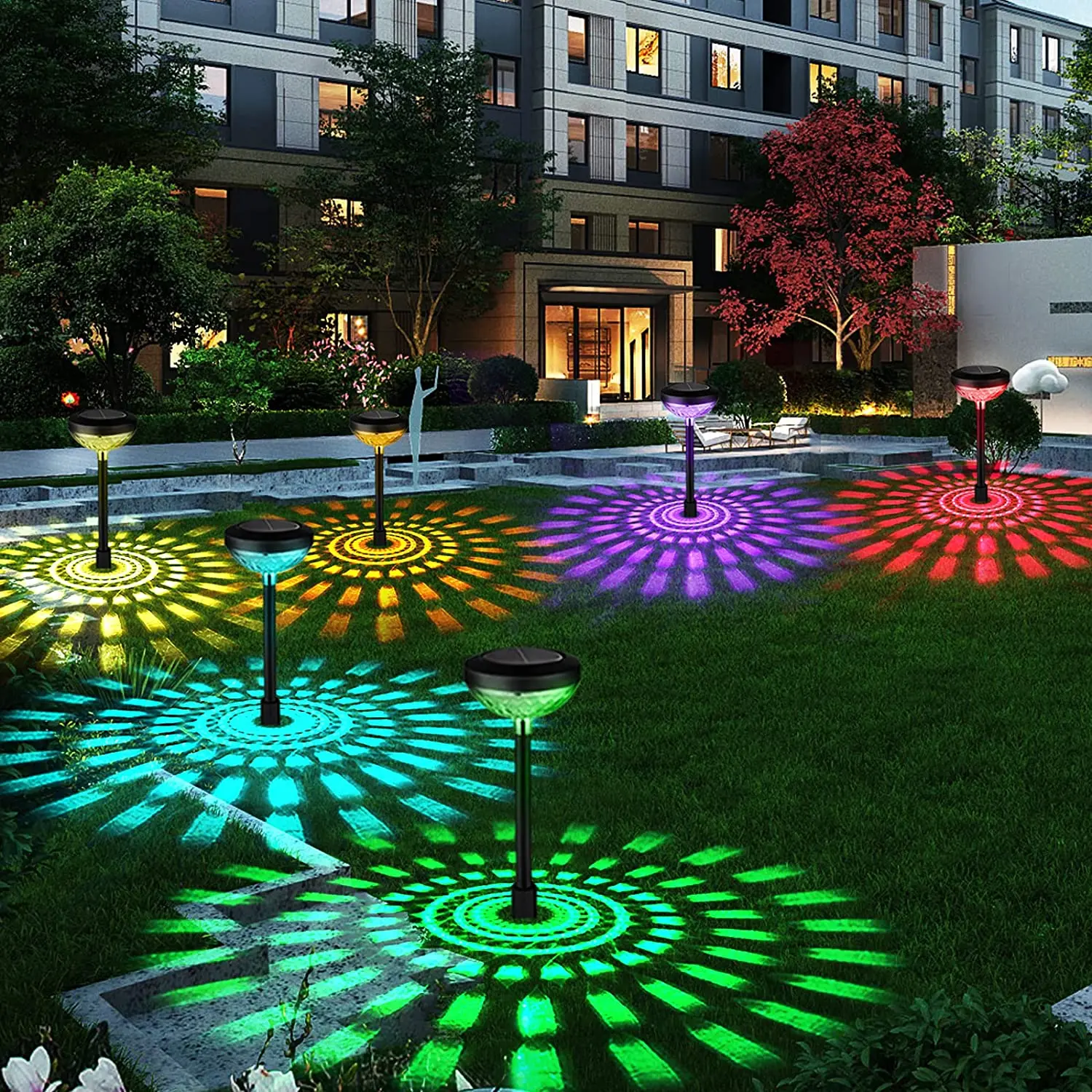

2022 NEW Garden Outdoor Solar LED Lights RGB Multi-Color Lighting Solar Path Lawn Light Garden Decorative Landscape Shine Lamps