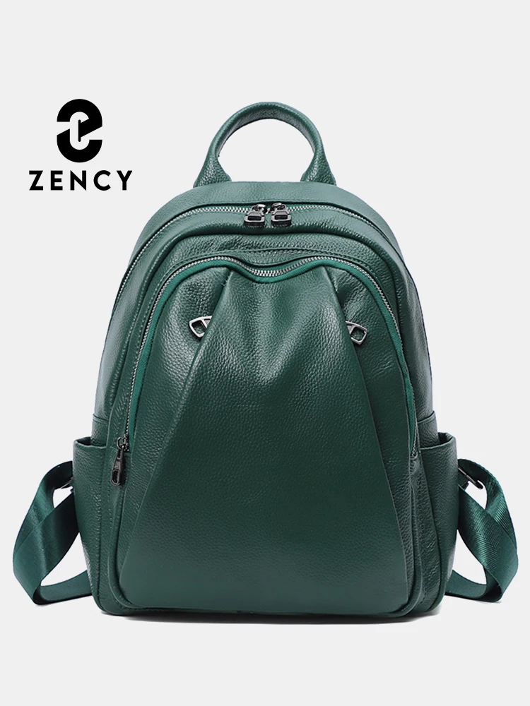 

Zency Fashion Girls Women High Quality A4 Backpack 2023 Genuine Leather Bag Large Capacity Shopper School Students Travel Bags
