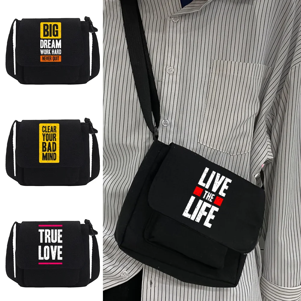 

Phrase Series Canvas Shoulder Messenger Bag Crossbody Bags Casual Wild Large Capacity Diagonal Pack Trend Version Phone Key Wrap