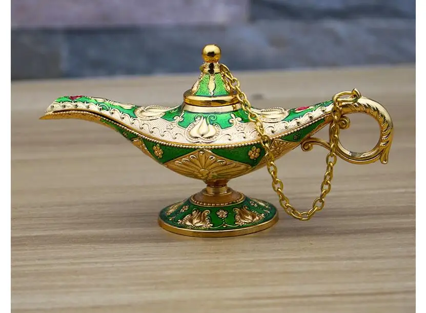 

Коллекция масляных зеленых ламп Genie винтажные серебряные старые медные садовые украшения Aladdinlamp декоративные фабричные магазины сказка